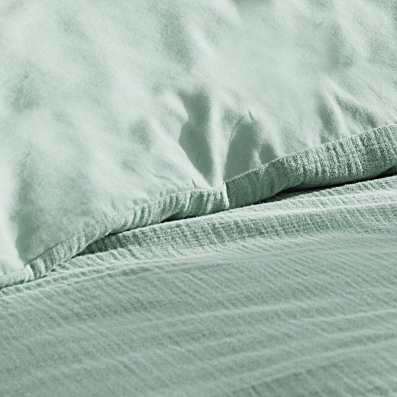 Parure de couette GUSTA gaze de coton sauge 260x240 cm (3 pièces)