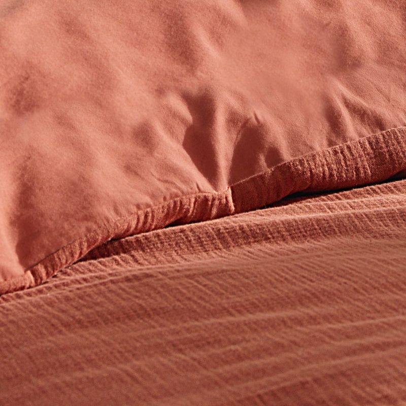 Parure de couette GUSTA gaze de coton terracotta 240x220 cm (3 pièces)