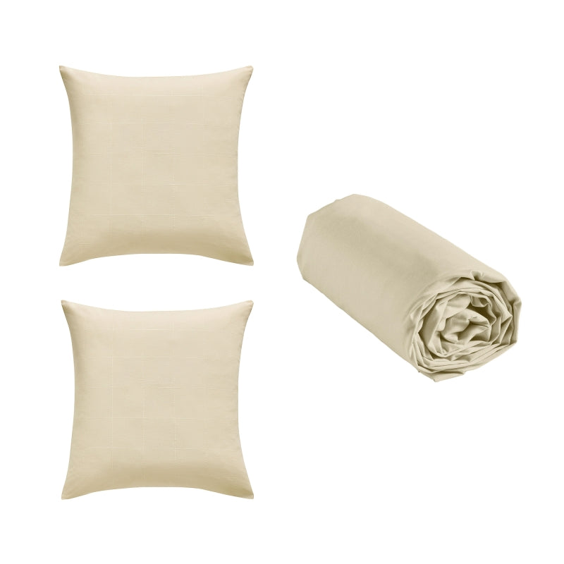 Parure de couette ivoire 240x220 cm 3 pièces, housse et taies d'oreiller certifiées