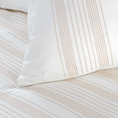 Parure de couette ORELI blanc rayé 240x220 cm (3 pièces)