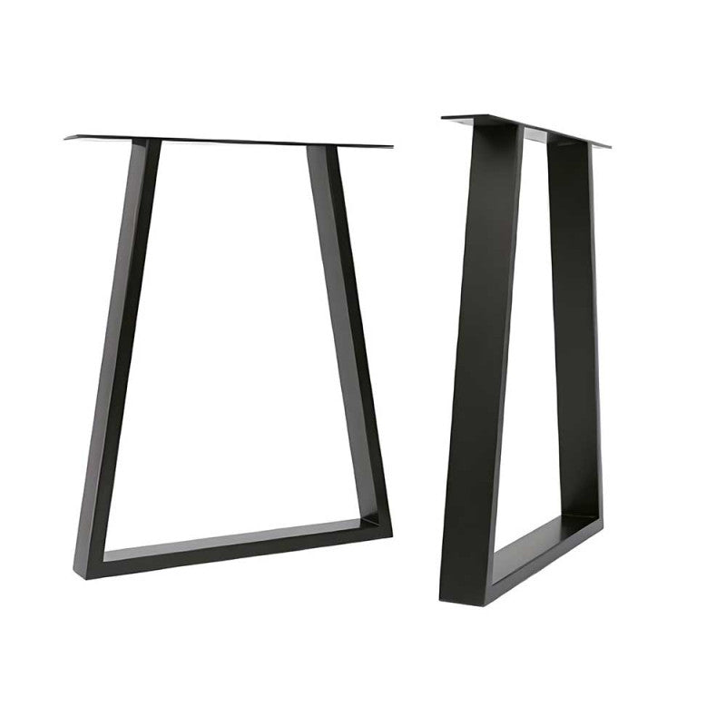 Pied de table trapèze acier noir mat époxy 710x580mm, angle positif, vendu à l'unité