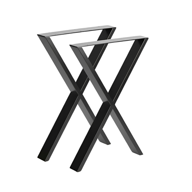 Pied de table forme X en acier noir mat époxy 710x580mm, vendu à l'unité