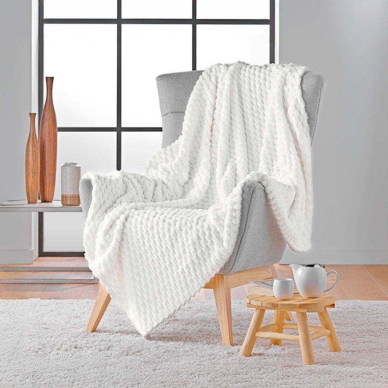 Plaid doux BOFY blanc 125x150 cm