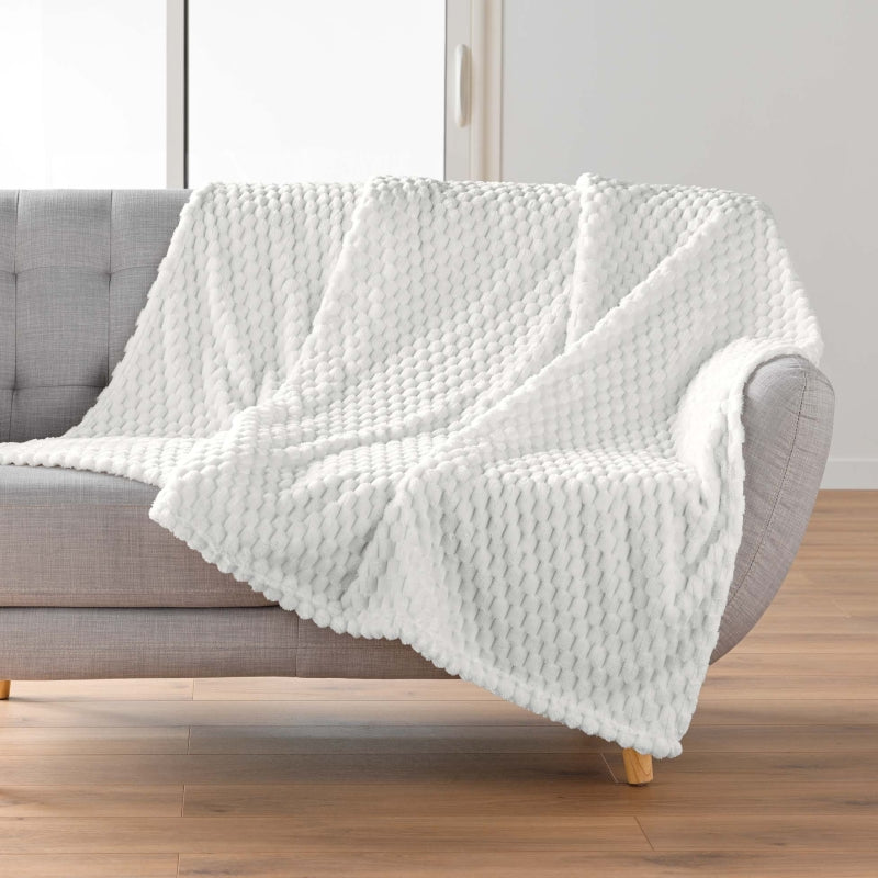 Plaid doux BOFY blanc 125x150 cm
