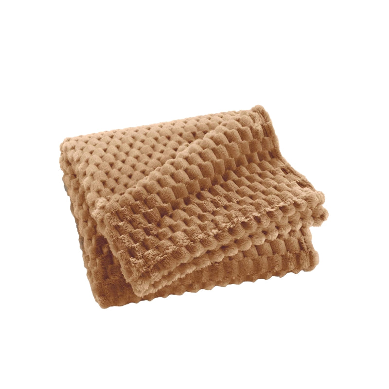 Plaid doux camel 125x150 cm, texture moelleuse, touche cosy pour canapé ou chambre