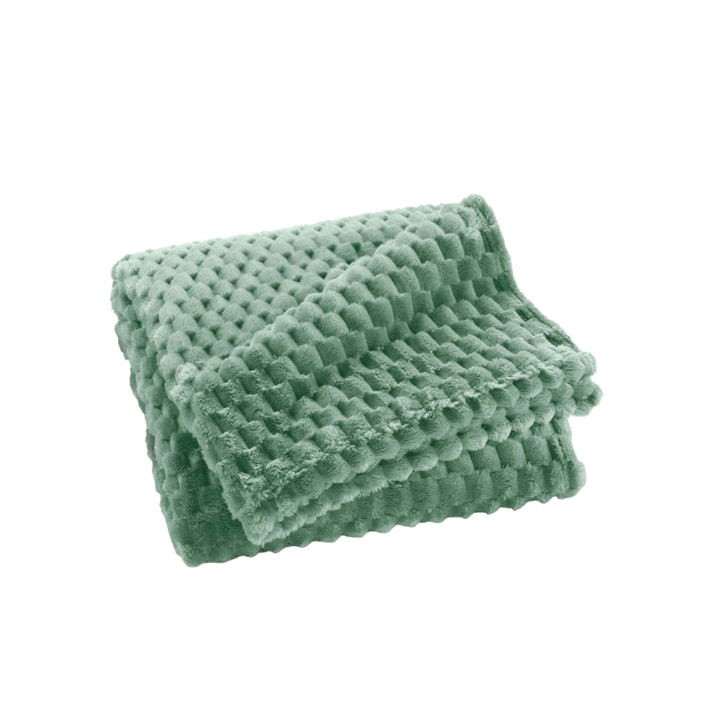 Plaid doux sauge 125x150 cm, texture moelleuse pour canapé ou chambre cosy