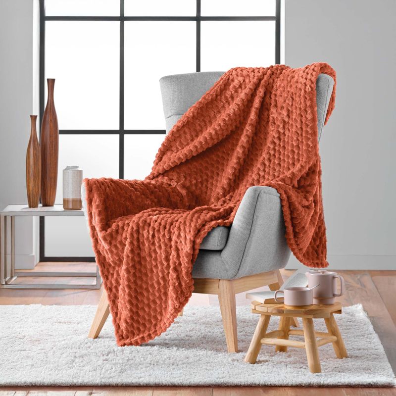 Plaid doux BOFY terracotta 125x150 cm