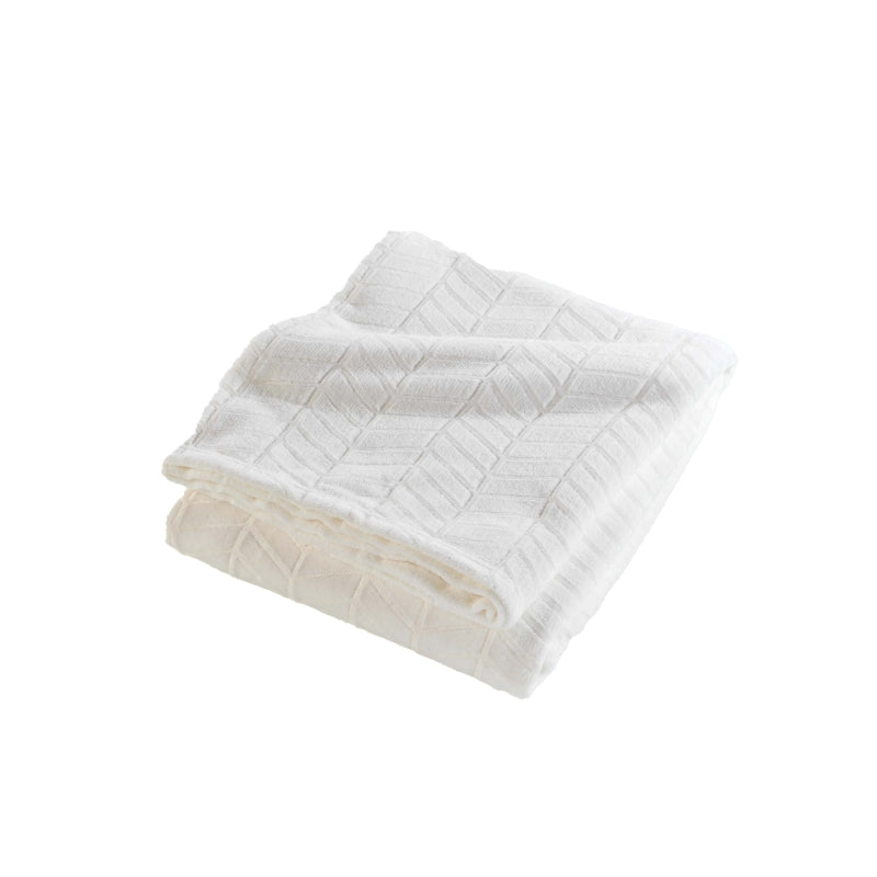 Plaid doux blanc 180x220 cm texture moelleuse, touche cosy pour canapé ou chambre