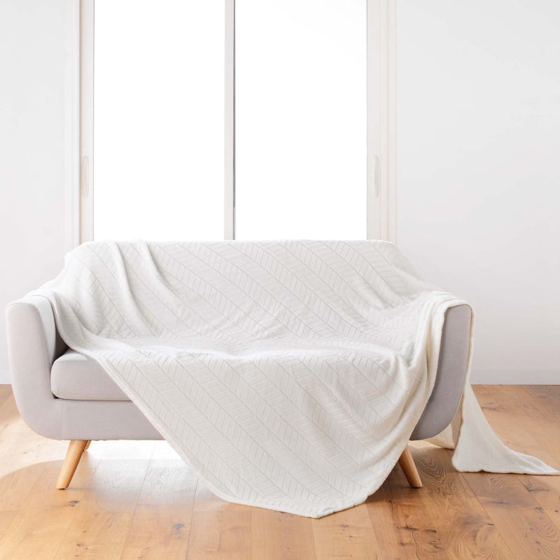 Plaid doux SAJY blanc 180x220 cm