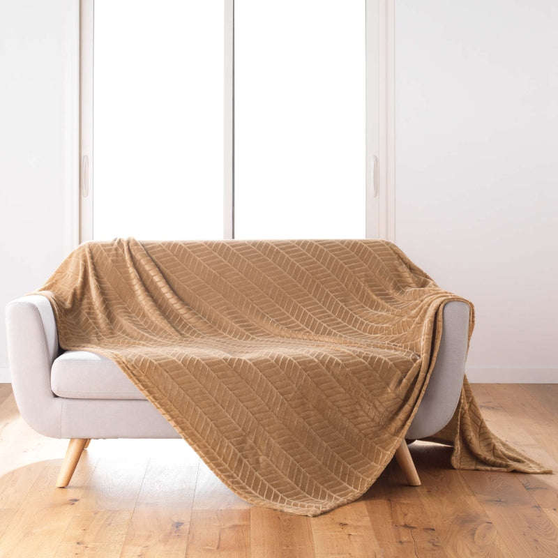 Plaid doux SAJY camel 180x220 cm