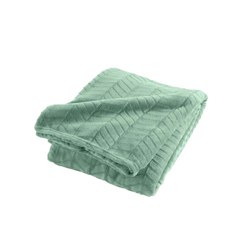 Plaid doux sauge 180x220 cm, texture moelleuse pour canapé ou chambre cosy