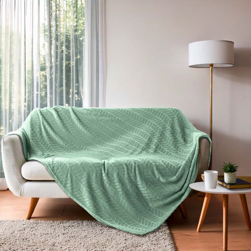 Plaid doux SAJY sauge 180x220 cm