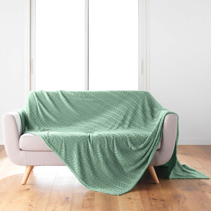 Plaid doux SAJY sauge 180x220 cm