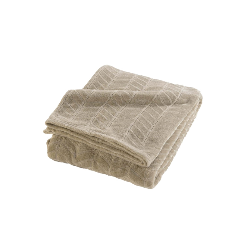 Plaid doux taupe 180x220 cm, texture moelleuse pour canapé ou chambre cosy