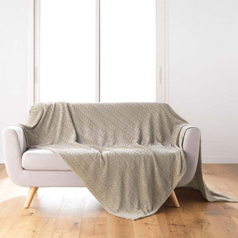 Plaid doux SAJY taupe 180x220 cm