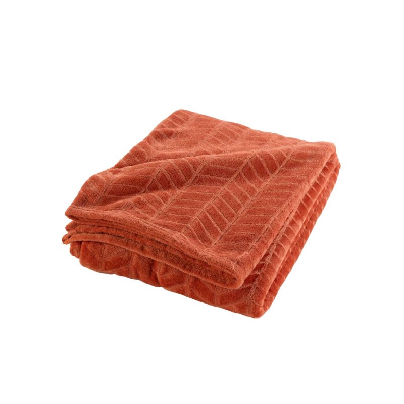 Plaid doux terracotta 180x220 cm, texture moelleuse pour canapé ou chambre cosy