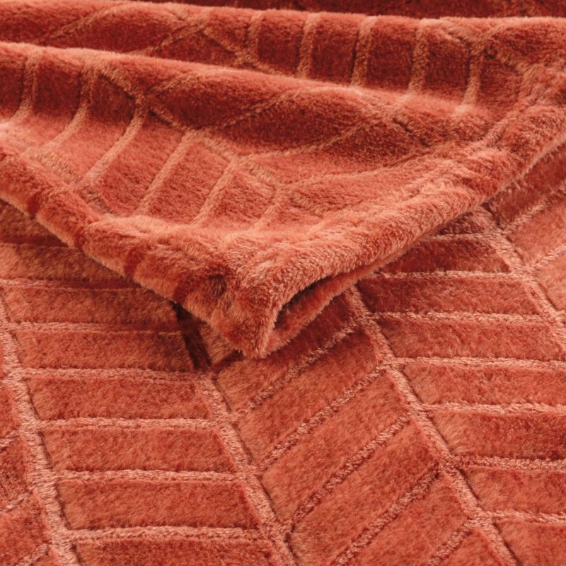 Plaid doux SAJY terracotta 180x220 cm