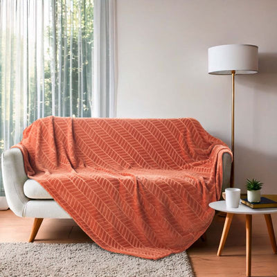 Plaid doux SAJY terracotta 180x220 cm