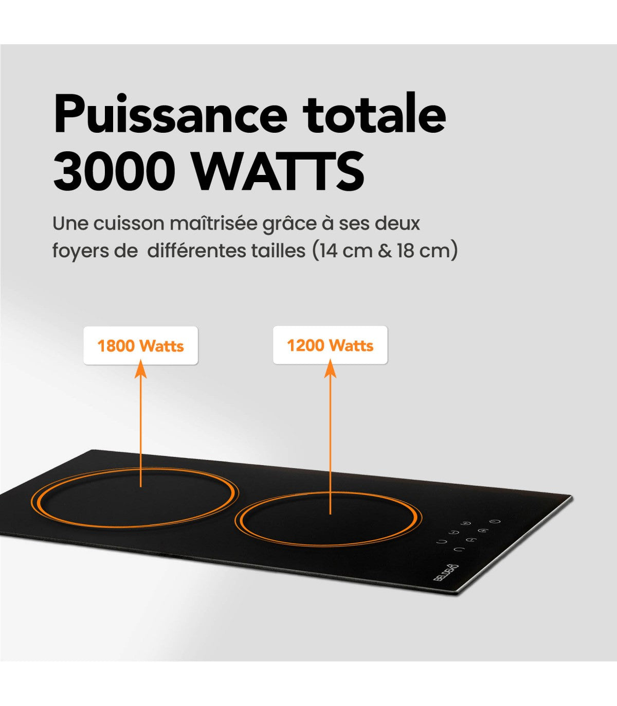 Plaque vitrocéramique domino BELDEKO BTV2Z-F03VNOC : 2 foyers encastrable, commandes sensitives et double minuterie