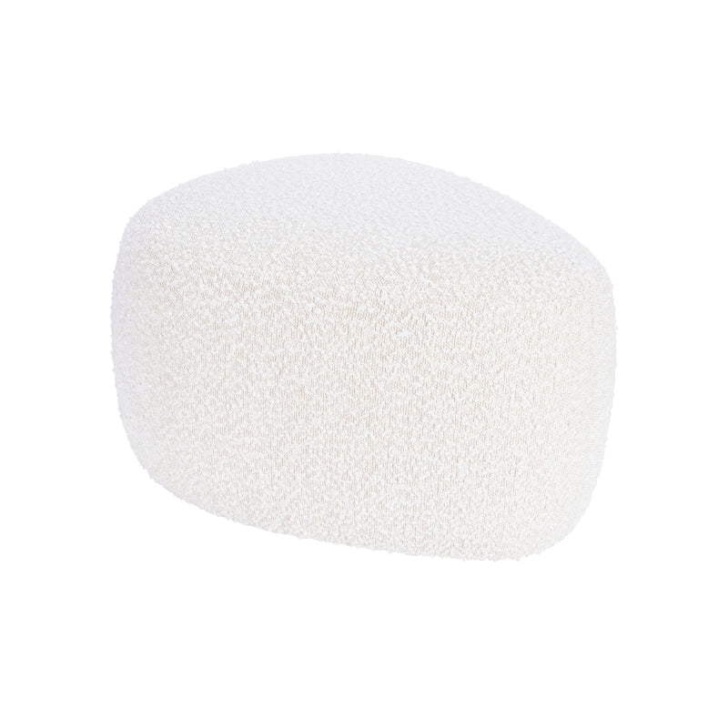 Pouf BAY en tissu bouclette blanc, style contemporain pour salon moderne