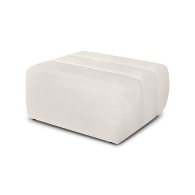 Pouf BELEM fixe en tissu chenille écru