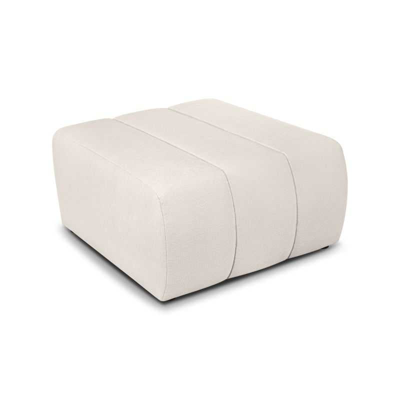 Pouf BELEM fixe en tissu chenille écru