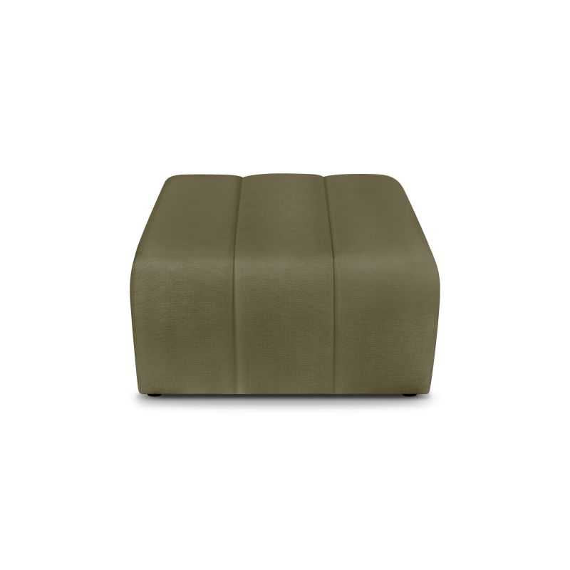 Pouf tissu chenille vert kaki, design modulable collection BELEM pour salon contemporain