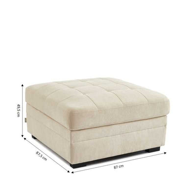 Pouf BILLIE avec coffre de rangement en tissu chenille beige
