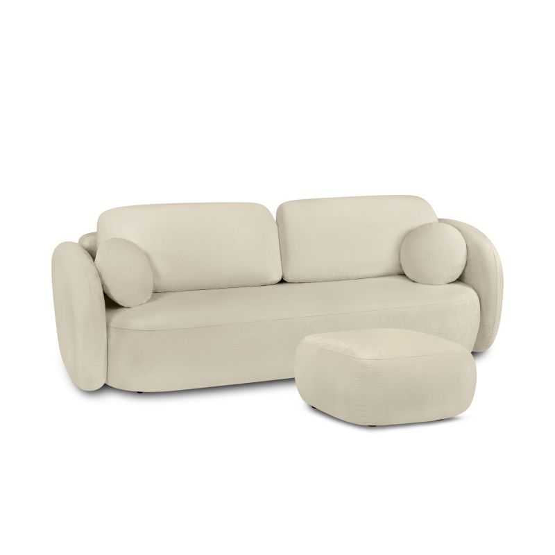 Pouf CARLOTTA tissu bouclette grège