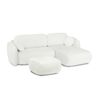 Pouf CARLOTTA tissu chenille écru