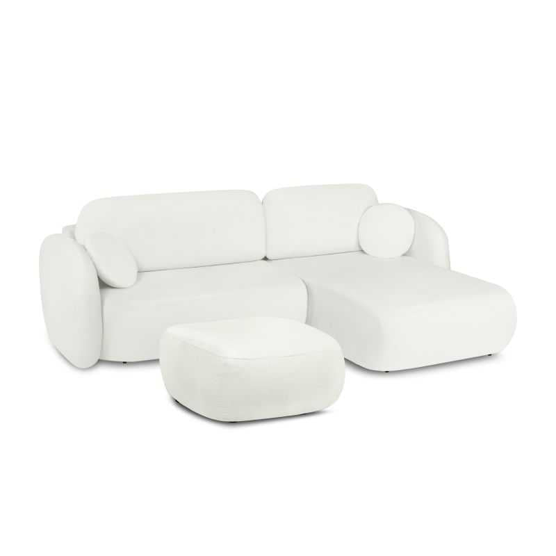 Pouf CARLOTTA tissu chenille écru