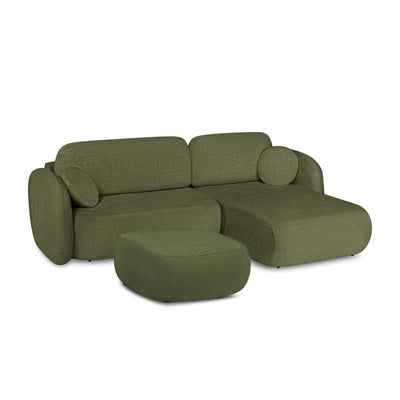 Pouf CARLOTTA tissu chenille vert kaki