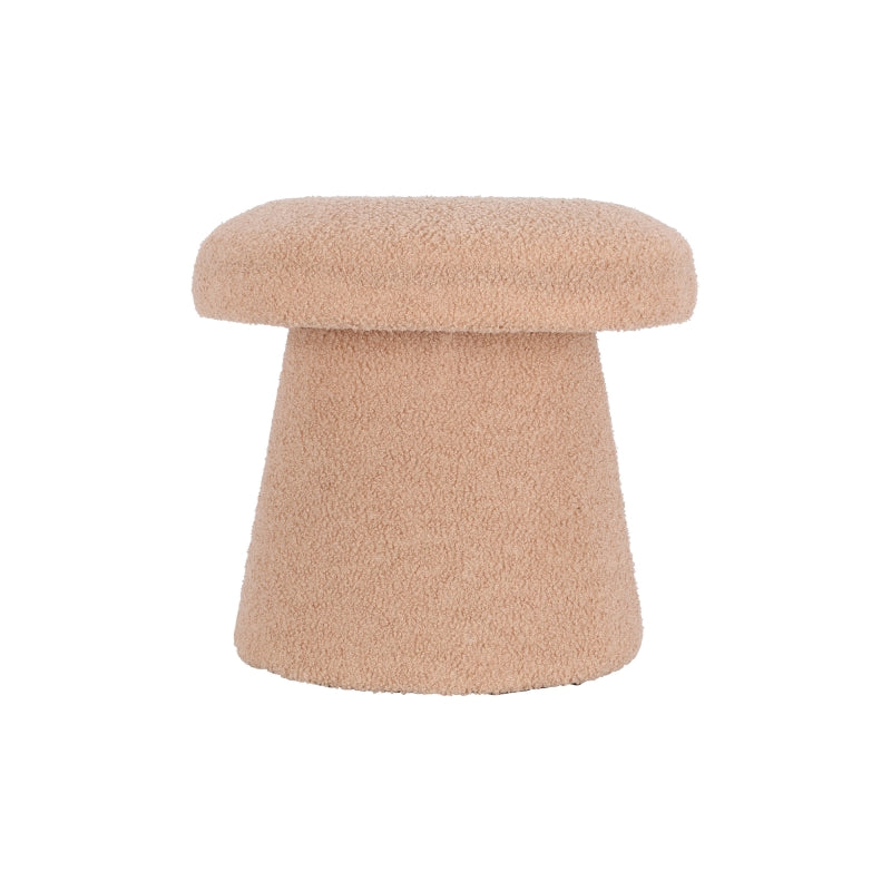 Pouf champignon OAD en tissu bouclette beige, design cocooning pour intérieur moderne