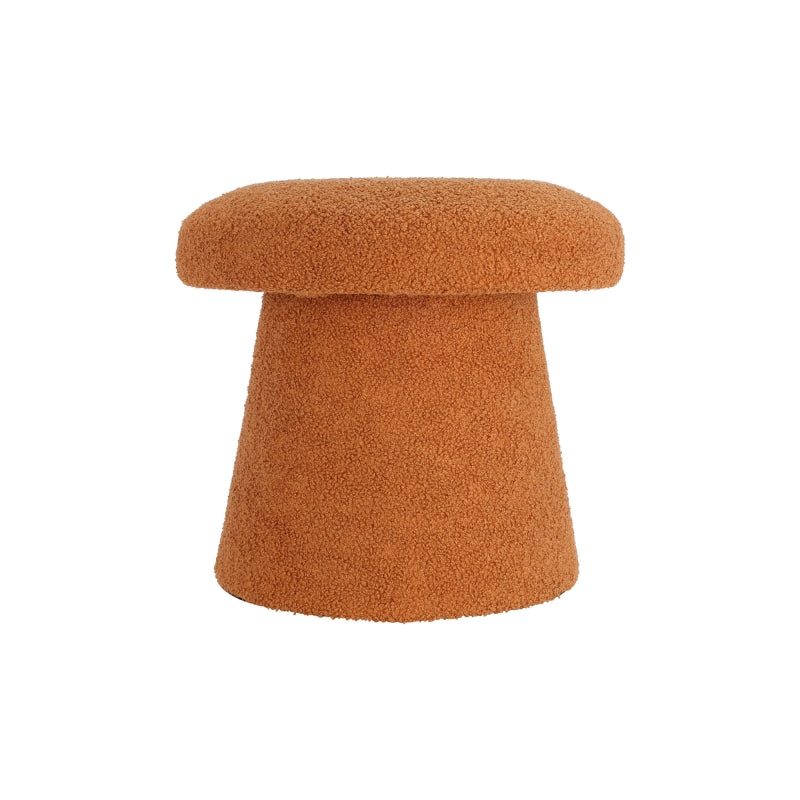 Pouf champignon OAD en tissu bouclette orange, design cocooning pour intérieur moderne