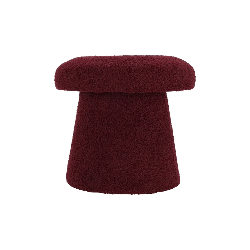Pouf champignon tissu bouclette prune, design cosy pour intérieur moderne ou cocooning