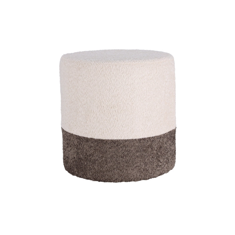 Pouf HAN en tissu bouclette blanc et gris, siège d'appoint doux pour salon moderne