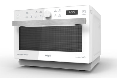 Micro-ondes combiné WHIRLPOOL MWSC833W : Posable 33 L, Dual Crisp, chaleur pulsée et 40 programmes Chef Menu