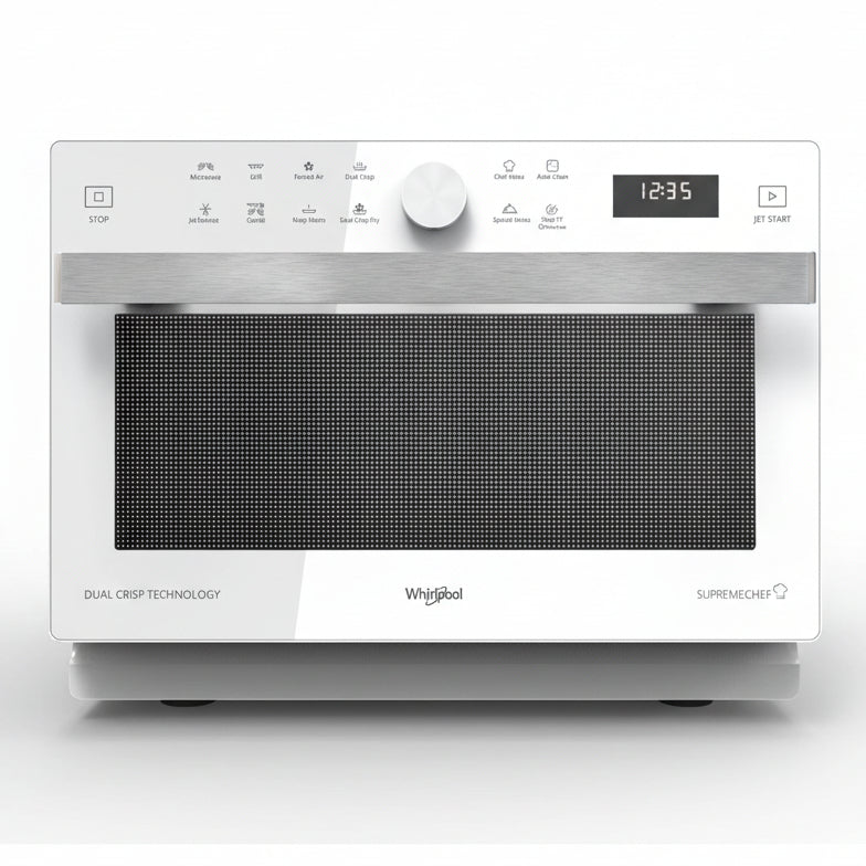 Micro-ondes combiné Whirlpool 33L blanc, fonction Dual Crisp et chaleur pulsée, 40 programmes