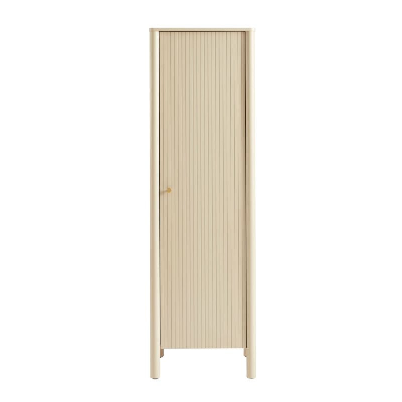 Armoire 1 porte laquée beige à portes cannelées, élégance contemporaine sur mesure