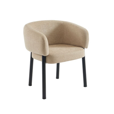 Lot de 2 fauteuils de table ABELIA velours tramé beige et pieds métal noir
