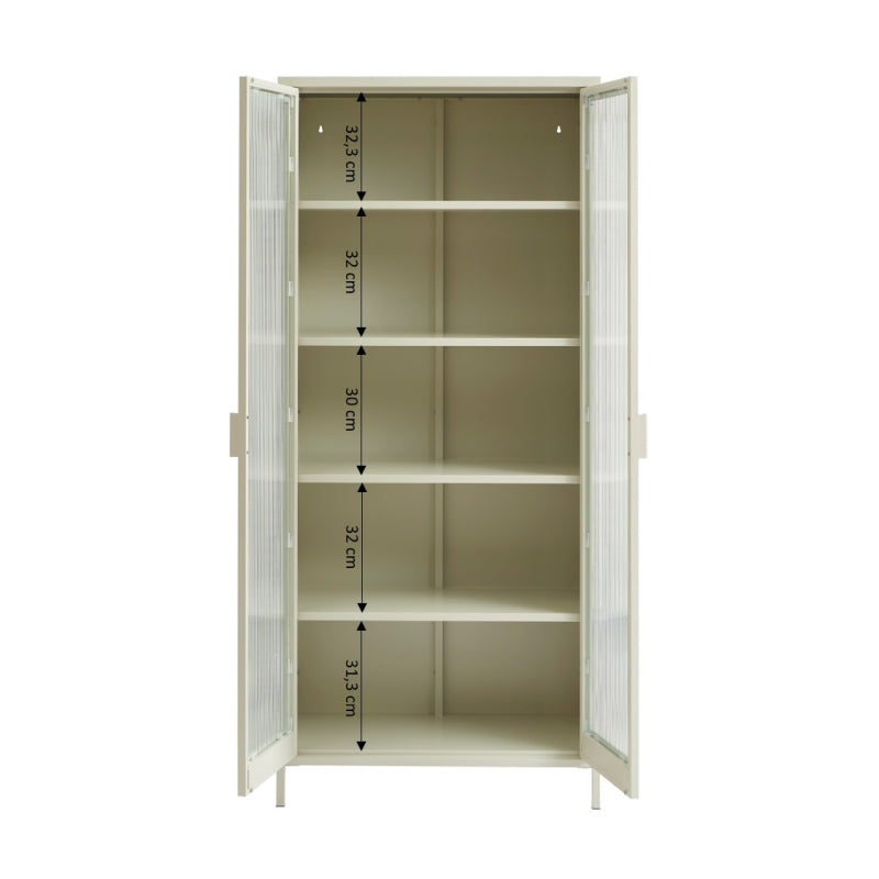 Vaisselier PANTONE en verre cannelé et métal beige sable h180cm
