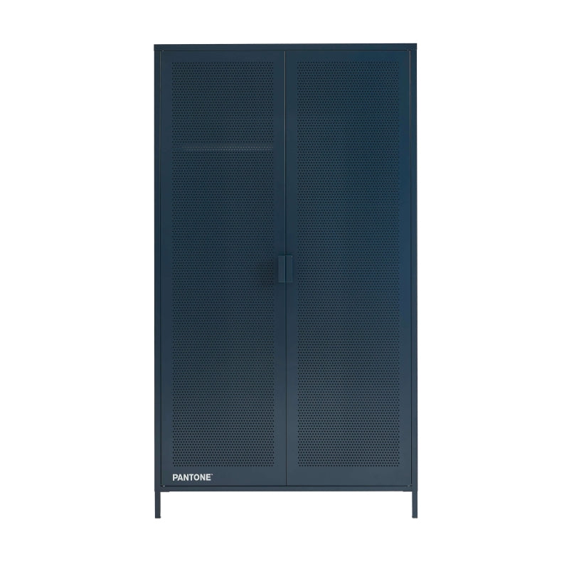 Armoire métal bleu nuit 2 portes finition époxy mat, design contemporain épuré