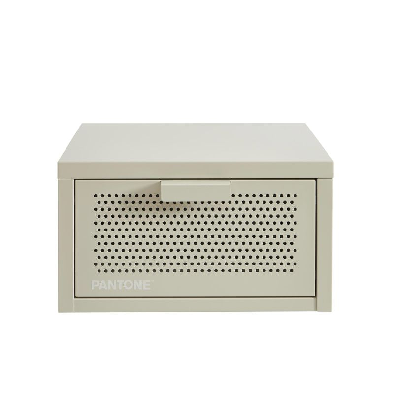 Table de chevet murale métal beige sable 40cm, finition époxy mate, design contemporain