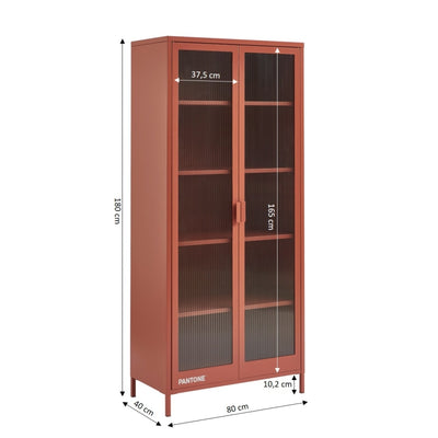 Vaisselier PANTONE en verre cannelé et métal terracotta h180cm