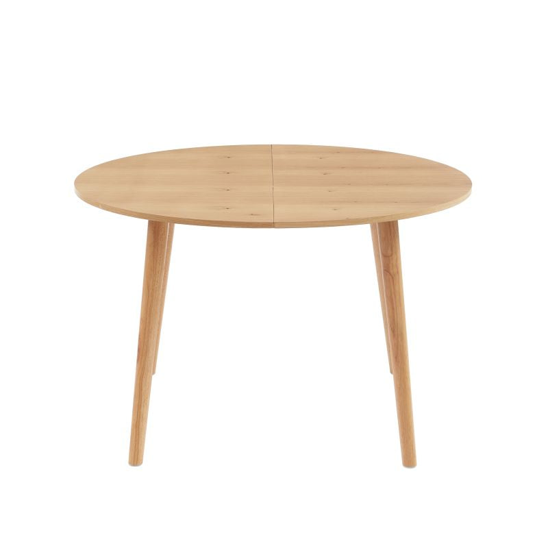 Ensemble repas table extensible ORACLE placage chêne et lot de 4 chaises ELLA velours côtelé terracotta et cannage