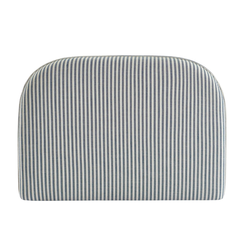 Tête de lit LOUISON tissu lin rayé blanc et bleu 90 cm