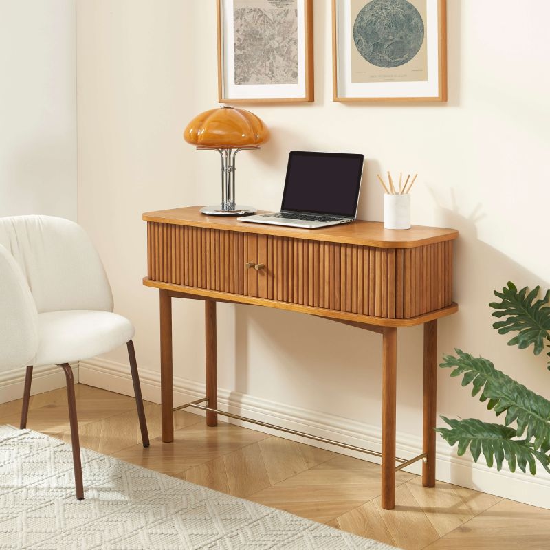 Console ERNEST frêne foncé portes tambour 110cm