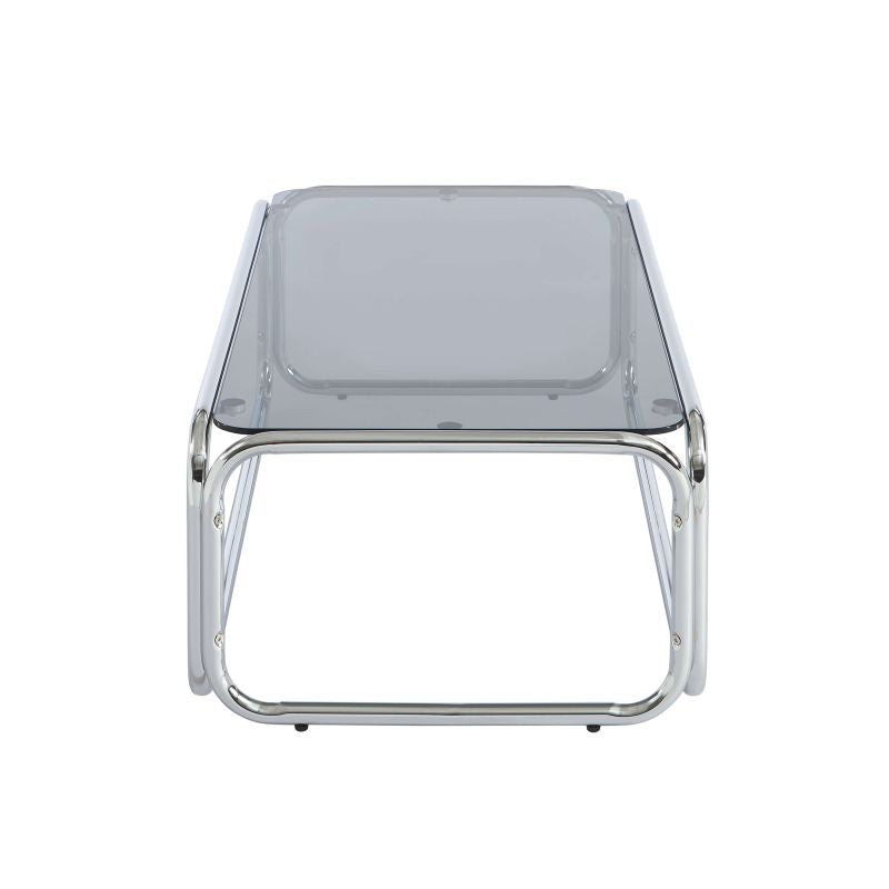 Table basse MAGGY verre trempé noir structure en chrome