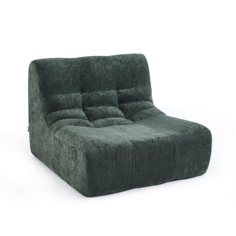 Chauffeuse modulable 1 place tissu chenille vert, fauteuil contemporain confortable