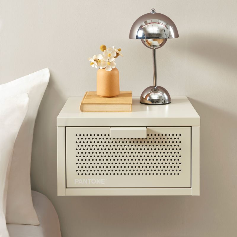 Table de chevet murale PANTONE métal beige sable 40cm